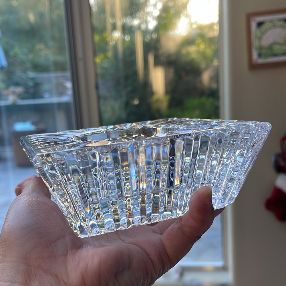Vintage large heavy Waterford ashtray,votive candle holder 5”almost 3lbs,signed - Picture 6 of 8